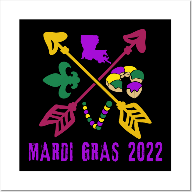 Mardi Gras 2022 Beads, Arrows, Fleur de Lis Wall Art by Scarebaby